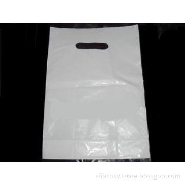 White Biodegradable Patch Die Cut Handle Plastic Bags With